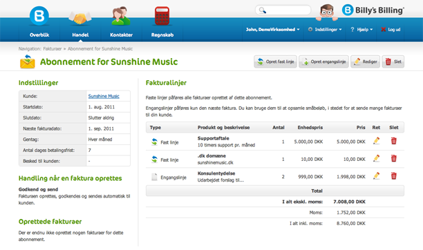 Billy Regnskabsprogram og invoice view