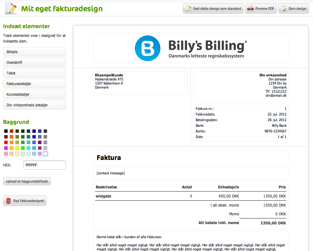 Billy Regnskabsprogram og fakturadesigner