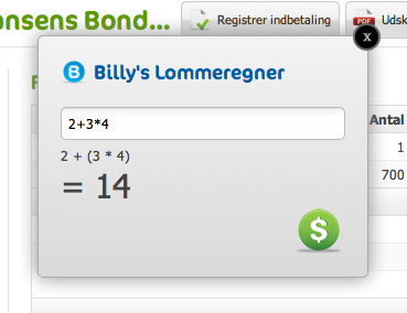 Billy Regnskabsprogram og lommeregner screenshot